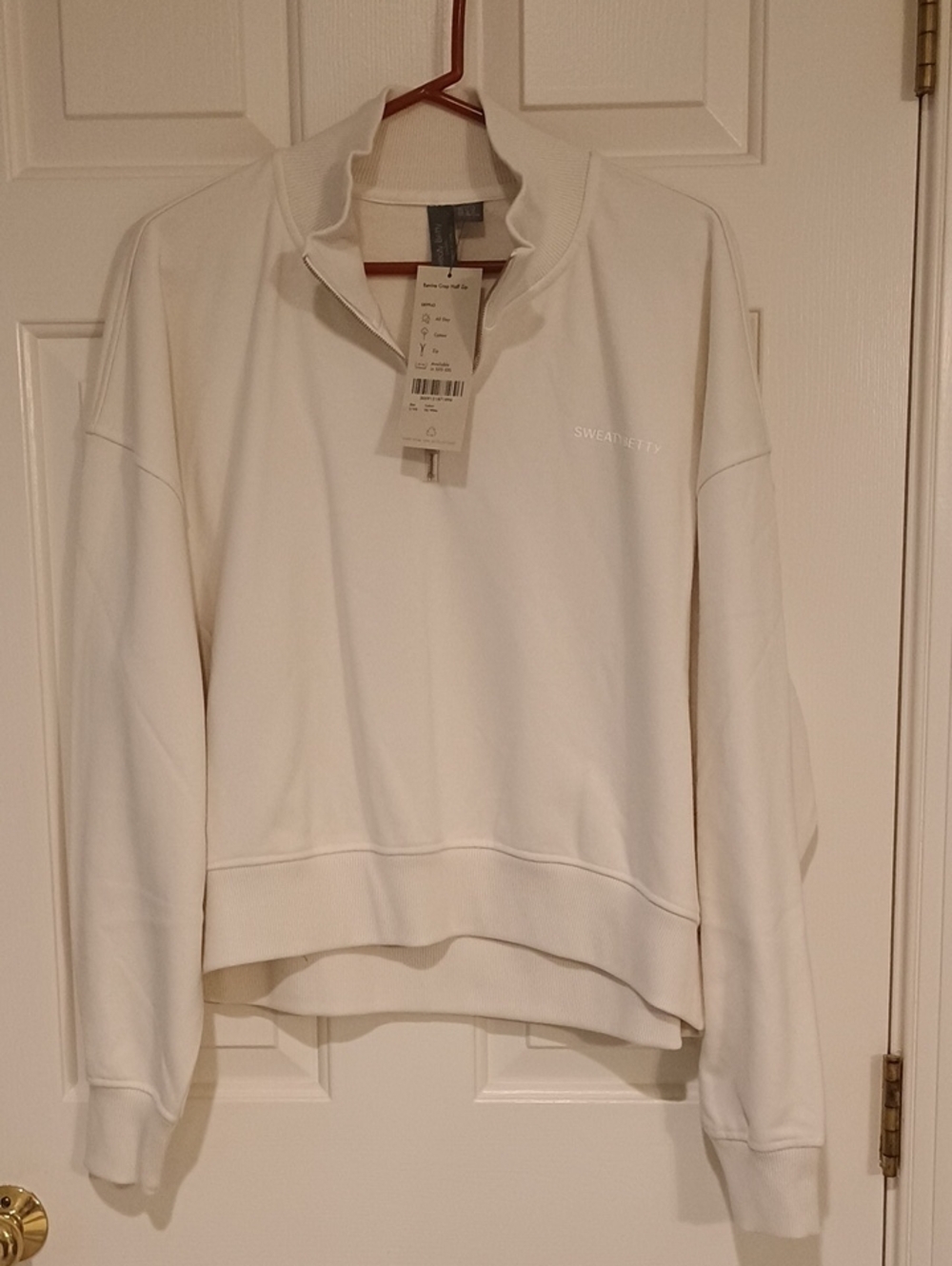 Sweaty Betty Lily White Revive Crop Half Zip